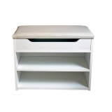 Dulap tip pantofar GN Albia, cu banca, Pal Melaminat, doua rafturi, capacitate 6 perechi, alb