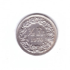 Moneda Elvetia 1/2 franc 1970, stare buna, curata