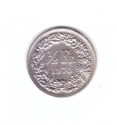 Moneda Elvetia 1/2 franc 1970, stare buna, curata foto