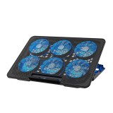Cooler laptop ZYTEQ&reg;️ S6, 6 ventilatoare silentioase, 2 porturi USB, viteza reglabila, compatibilitate universala, suport telefon integrat, negru