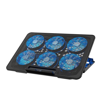 Cooler laptop ZYTEQ&amp;reg;️ S6, 6 ventilatoare silentioase, 2 porturi USB, viteza reglabila, compatibilitate universala, suport telefon integrat, negru foto
