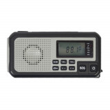 Radio portabil PNI DYN310, cu dinam, incarcare solara, lanterna, powerbank 4000 mAh, SOS, gri