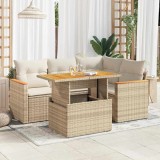VidaXL Set canapele de grădină cu perne 5 piese bej poliratan/acacia 3327481