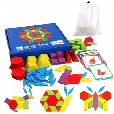 Puzzle Tangram 130 Piese din lemn foto