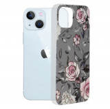 Techsuit - Marble Series - iPhone 13, gri, cu flori