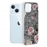 Techsuit - Marble Series - iPhone 13, gri, cu flori