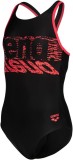 Costum de baie intreg pentru fete ARENA Feel Girls V, negru-rosu, 152 (12-13 ani) - OUTLET
