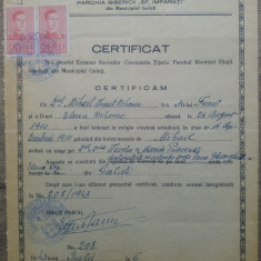 Certificat de botez/ Biserica Sf. Imparati 1943, Galati