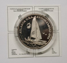 100 LEI 1996 . ATLANTA - YAHTING . PROOF . ARGINT .