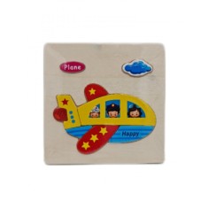 Puzzle din lemn 15x15 cm - Avion, 7Toys