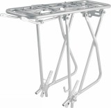 Portbagaj Bicicleta Aluminiu 26-28 inch, Max 25Kg, Platforma Rabatabila, Prindere Borsete Laterale, Argintiu