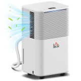 HOMCOM Dezumidificator 10 L/zi Silențios cu 3 Moduri Ecran LED Temporizator 24h Blocare pentru copii și Drenaj Continu Alb | Aosom Romania