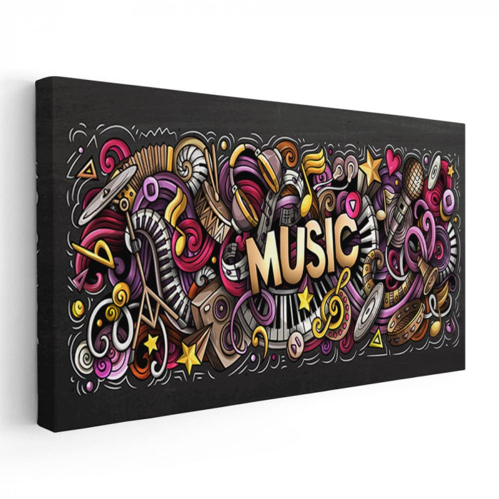 Tablou poster design instrumente muzicale 2143 Tablou canvas pe panza CU RAMA 70x140 cm