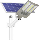 Lampa solara stradala Flippy, pentru curte sau strada, cu trei grile, finisaj mat, rezistent la apa, montare prin fixare, senzor lumina, baterie de li