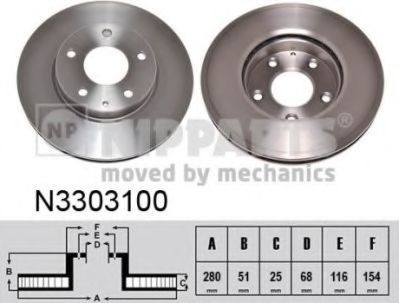 Disc frana MAZDA 3 (BM) (2013 - 2016) NIPPARTS N3303100 foto