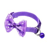 Zgarda ajustabila cu clopotel si fundita pentru caini, 27-42cm/15mm, Mov, Ropet