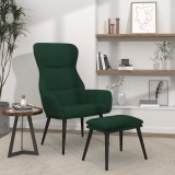 VidaXL Scaun de relaxare cu taburet, verde &icirc;nchis, catifea