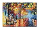 Cumpara ieftin Tablou indragostiti pictat manual, Un sarut dulce, stilizat, 70x50cm ulei pe panza