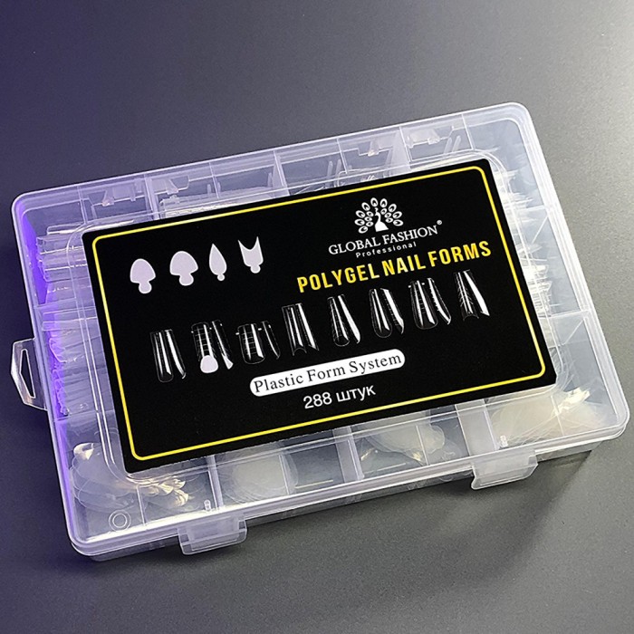 Set pentru extensii, tipsuri reutilizabile + șablon din silicon de 8 tipuri, 288 bucăți