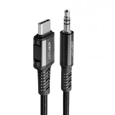 Cablu audio Acefast USB tip C - mufă mini jack de 3,5 mm (fișă) 1,2 m, AUX, negru (C1-08-C-3,5 mm-negru)