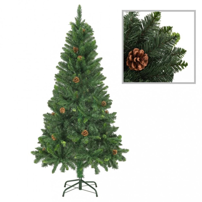 Brad de Crăciun artificial cu conuri de pin, verde, 150 cm