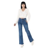Blugi dama evazati Nina Carter albastru inchis P195-1 M10