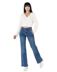 Blugi dama evazati Nina Carter albastru inchis P195-1 M10