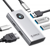 ORICO USB C HUB, sta&Aring;&pound;ie de andocare USB C 5-&Atilde;&reg;n-1 cu HDMI 4K, livrare de energie, Oem