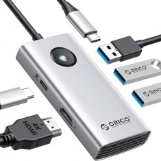 ORICO USB C HUB, staÅ£ie de andocare USB C 5-Ã®n-1 cu HDMI 4K, livrare de energie