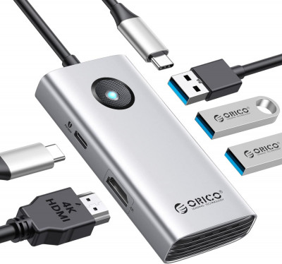 ORICO USB C HUB, sta&amp;Aring;&amp;pound;ie de andocare USB C 5-&amp;Atilde;&amp;reg;n-1 cu HDMI 4K, livrare de energie foto