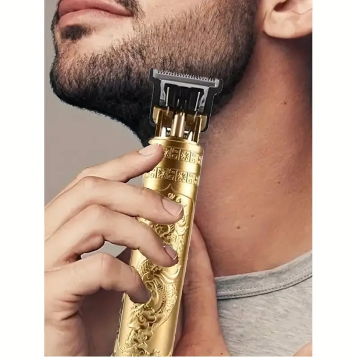 Masina Profesionala de tuns barba si contur cu acumulator, incarcare USB, GOLD
