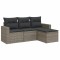 Set canapea de gradina cu perne, 4 piese, gri, poliratan
