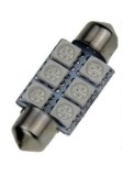 Led auto Albastru sofit cu 6 SMD 36 mm