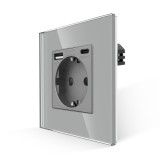 Cumpara ieftin Priza Simpla + USB-A + USB-C LUXION cu Rama din Sticla SmartElectro IntelligentHouse