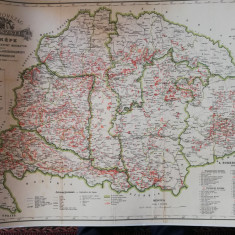 Harta viticola a Ungariei, uriasa,100x60 cm, litografie,cca. 1900, perfecta