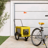 VidaXL Remorcă bicicletă animale companie, galben/negru, oxford/fier