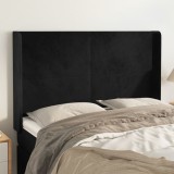 Gossi tablie de pat cu aripioare, negru, 147x16x118/128 cm, catifea