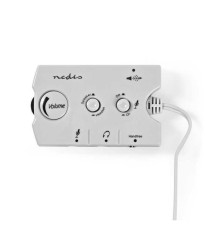 Audio Switch comutator audio analogic Nedis Jack 2x 3.5 mm tata - 3x 3.5 mm mama + 2.5 mm mama gri foto