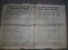 ziarul SPORTUL 1 septembrie 1984,divizia A de Fotbal editia 1984-1985,colectie foto