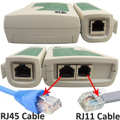 Tester Cablu De Retea LAN RJ45, RJ11, N21CL, Cat5, Ethernet, Line, Alb foto