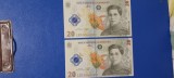 2 Bancnote 20 lei 2021 Ecaterina Teodoroiu 2021 Serii Rare, Litera