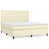 Cumpara ieftin Pat box spring cu saltea, crem, 180x200 cm, piele ecologica