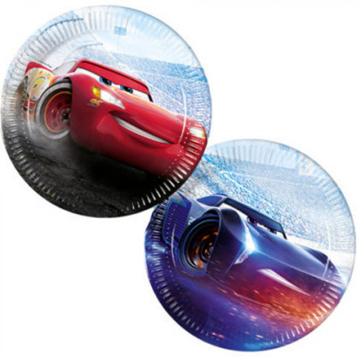 Set 8 farfurii de unica folosinta Fulger McQueen si Jackson Storm Cars 3 23 cm foto