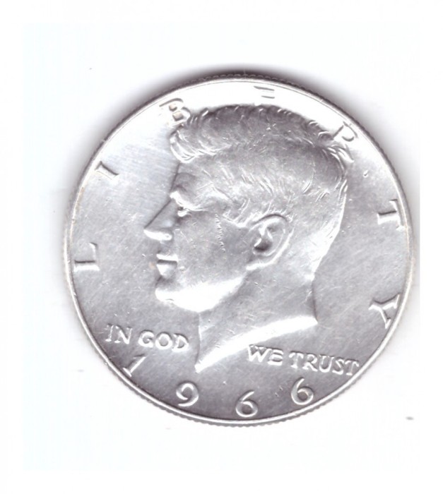 Moneda SUA 1/2 dollar/dolar 1966, stare buna, curata
