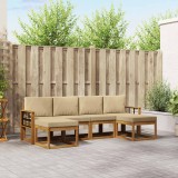 vidaXL Set de canapele de exterior 6 pcs Natural și Bej Lemn compozit 3366791