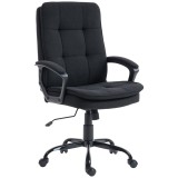 HOMCOM Scaun de Birou Ergonomic din Material Tip In, &Icirc;nălțime Reglabilă, Funcție de Balansare, 120 kg, Negru | Aosom Romania