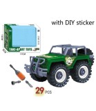 Jeep de Asamblat pentru Copii 29 Piese, Masinuta de Jucarie din Plastic Netoxic, cu Surubelnita, Varsta +3 ani