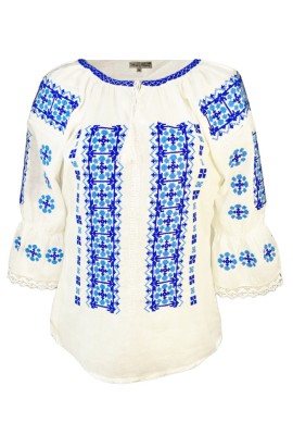 Bluza dama tip ie R 25, marime 2XL, alb/albastru azur foto