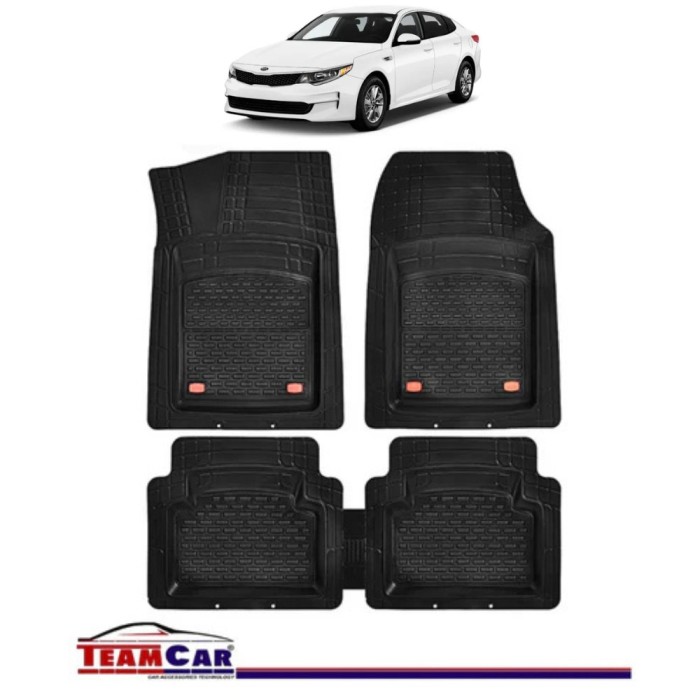 Covorase Auto TeamCar&reg; Kia Optima JF (2015-2020) - Negru - Cauciuc Rezistent Tip Tavita