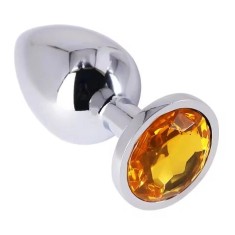 Dop Anal Metallic Buttplug, Small, Argintiu/Galben, Passion Labs
